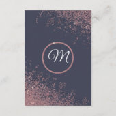 Roos Gouden Glitter Sparkle Navy Blue Wedding Deta Informatiekaartje (Achterkant)