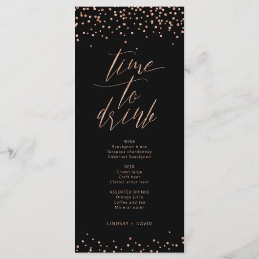 Roos gouden glitter sparkle tijd tot drink Menu Ka (Voorkant)