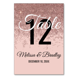 Roos Gouden Glitter Sparkles Blush Roze Tafelnumme Kaart