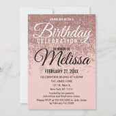 Roos Gouden Glitter Sparkles Blush Roze Verjaardag Kaart (Voorkant)