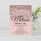 Roos Gouden Glitter Sparkles Blush Roze Verjaardag Kaart (Staand voorkant)