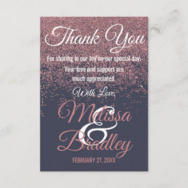 Roos Gouden Glitter Sparkles Navy Blue Bedankt