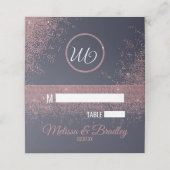 Roos Gouden Glitter Sparkles Navy Blue Place Cards Plaatskaartje (Buitenkant ongevouwen)