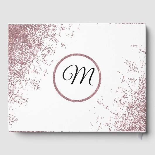 Roos Gouden Glitter Sparkles Wit Gastboek Gastenboek (Achterkant)