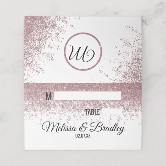 Roos Gouden Glitter Sparkles Witte Plaatskaarten Plaatskaartje (Buitenkant ongevouwen)