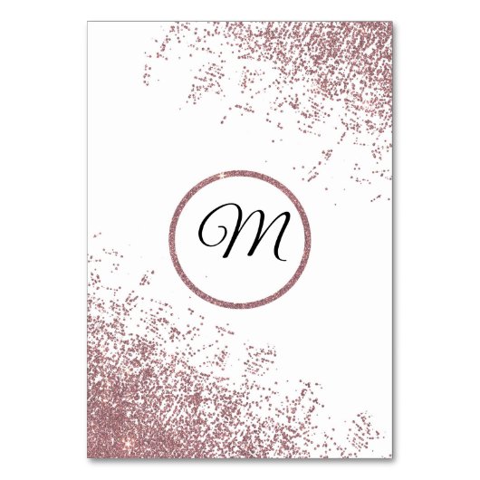 Roos Gouden Glitter Sparkles Witte Tafel Nummer Kaart (Achterkant)