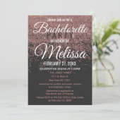Roos Gouden Glitter Sparkles Zwart Bachelorette Kaart (Staand voorkant)
