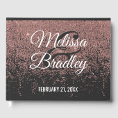 Roos Gouden Glitter Sparkles Zwart Huwelijk Guestb Gastenboek (Voorkant)