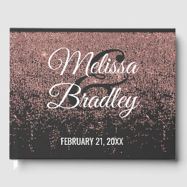 Roos Gouden Glitter Sparkles Zwart Huwelijk Guestb Gastenboek