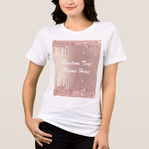 Roos Gouden Glitter Sparkly Aangepaste Tekst Jouw  Tri-Blend Shirt