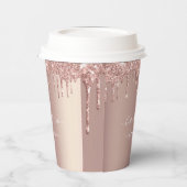 Roos Gouden Glitter Sparkly Aangepaste Tekst Papie Papieren Bekers (Links)