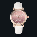 Roos Gouden Glitter Sparkly Horloge met Aangepaste<br><div class="desc">Gepersonaliseerde horloges met aangepaste tekst Roos Gold Blush Glitter Sparkly Drips Pink Wedding of Party Supplies / Gifts - Voeg uw unieke tekst / naam toe of verwijder tekst - Maak uw speciale horloge cadeau - Vergroot en verplaats of verwijder en voeg tekst / elementen toe met de aanpassingshulpmiddel. Lettertypen...</div>