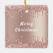Roos Gouden Glitter Sparkly Kerst Ornament (Voorkant)