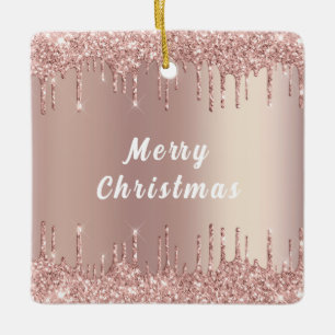 Roos Gouden Glitter Sparkly Kerst Ornament
