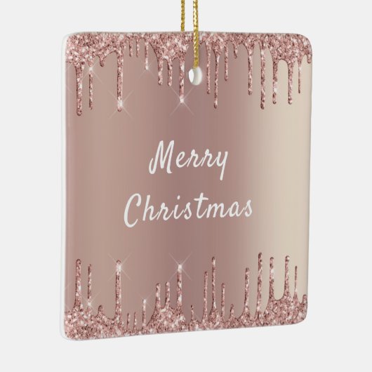 Roos Gouden Glitter Sparkly Kerst Ornament (Rechts)
