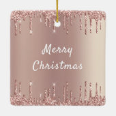 Roos Gouden Glitter Sparkly Kerst Ornament (Achterkant)