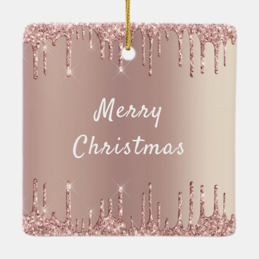 Roos Gouden Glitter Sparkly Kerst Ornament (Achterkant)