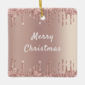 Roos Gouden Glitter Sparkly Kerst Ornament (Voorkant)