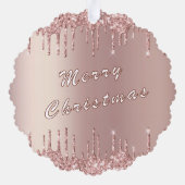 Roos Gouden Glitter Sparkly Kerst Ornament Kaart (Achterkant)