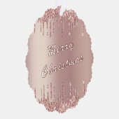 Roos Gouden Glitter Sparkly Kerst Ornament Kaart (Rechts)