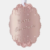 Roos Gouden Glitter Sparkly Kerst Ornament Kaart (Links)