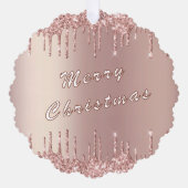 Roos Gouden Glitter Sparkly Kerst Ornament Kaart (Voorkant)