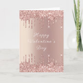Roos Gouden Glitter Sparkly Valentijnsdag Kaart (Voorkant)