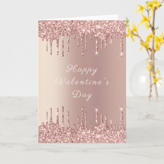 Roos Gouden Glitter Sparkly Valentijnsdag Kaart (Gele Bloem)