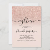 Roos gouden glitter sprankelt roze ombre achttien kaart (Voorkant)