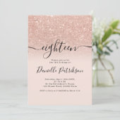 Roos gouden glitter sprankelt roze ombre achttien kaart (Staand voorkant)