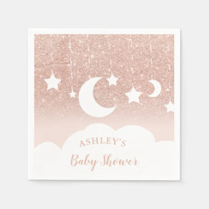 Roos gouden glitter ster maanwolk baby shower servet