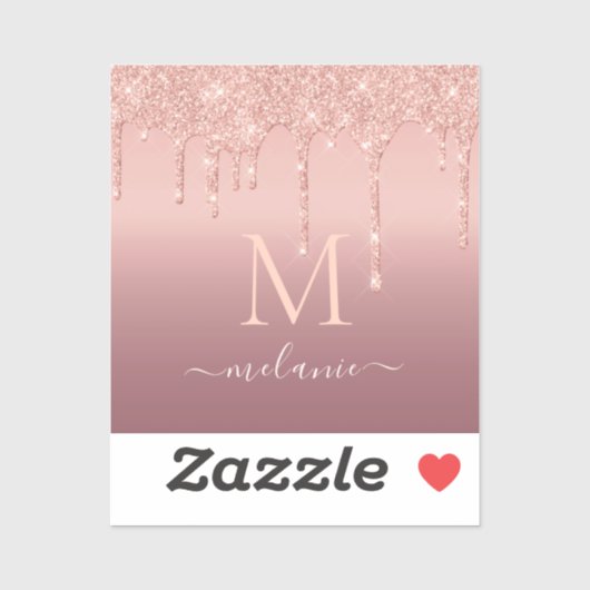 Roos Gouden Glitter Sticker met Aangepaste Letter  (Vel)