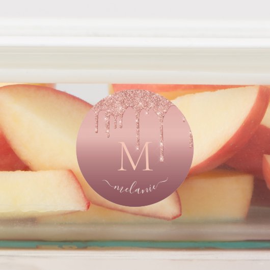 Roos Gouden Glitter Stickers Aangepaste Naam en Le (Aangebracht)