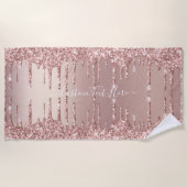 Roos gouden glitter strandlaken met aangepaste tek (Voorkant)