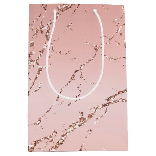  Roos Gouden Glitter Streaks Medium Cadeauzakje (Voorkant)