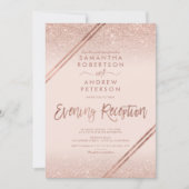 Roos gouden glitter strepen blush roze bruiloft kaart (Voorkant)