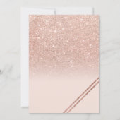 Roos gouden glitter strepen blush roze bruiloft kaart (Achterkant)