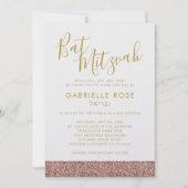 Roos Gouden Glitter Stripe Eenvoudige Chic Bat Mit Kaart (Voorkant)