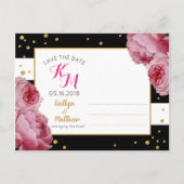 Roos Gouden Glitter Stripe Modern Save the Date Aankondigingskaart (Achterkant)