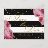 Roos Gouden Glitter Stripe Modern Save the Date Aankondigingskaart (Voorkant)