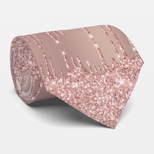 Roos gouden glitter Stropdas (Opgerold)