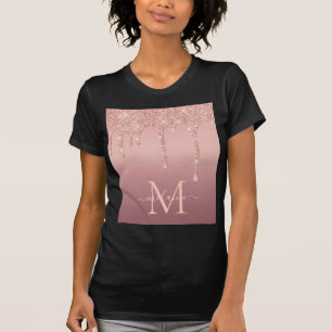 Roos Gouden Glitter T-Shirt Aangepaste letter en n
