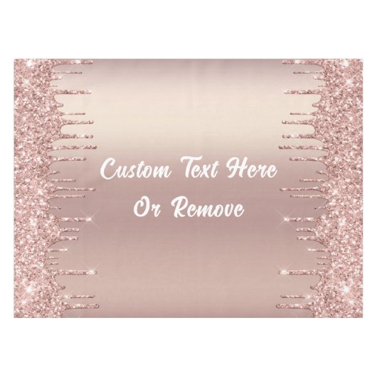 Roos Gouden Glitter Tafelkleed met aangepaste teks (Voorkant (Horizontaal))