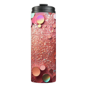 Roos Gouden Glitter Thermische Tumbler 12oz Thermosbeker