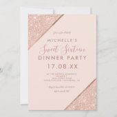 Roos gouden glitter typografie blush foto zoet 16 kaart (Voorkant)