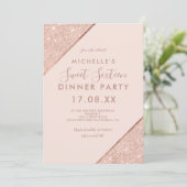 Roos gouden glitter typografie blush foto zoet 16 kaart (Staand voorkant)