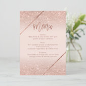 Roos gouden glitter typografie blush roze menu kaart (Staand voorkant)