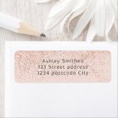 Roos gouden glitter typografie blush roze retour etiket (Insitu)