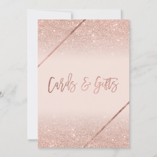 Roos gouden glitter typografie blush roze teken kaart (Voorkant)