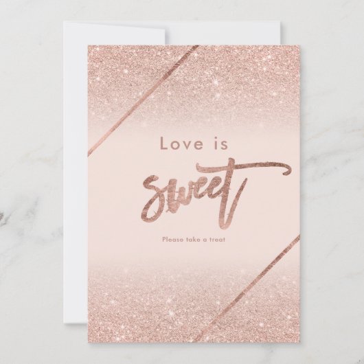 Roos gouden glitter typografie blush roze teken kaart (Voorkant)